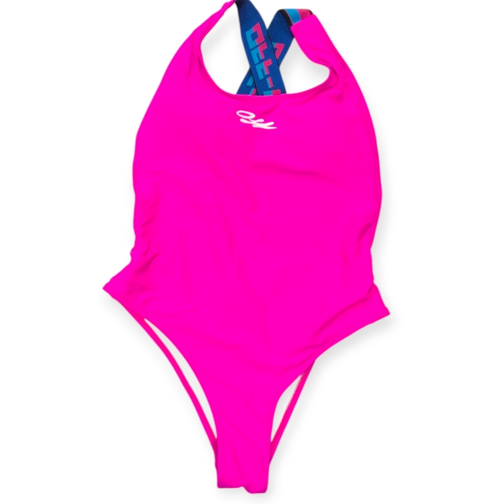 Off-White Tape Ribbed Swimsuit $390 Fuschia Blue White Small - Picture 5 of 11